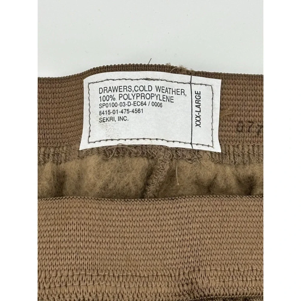 US Army Poly Pro Thermal Men Brown Drawers Cold Weather Lot of 2 3XL SEKRI NEW